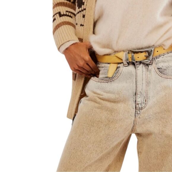 Free People Women’s Billie Leather Bohemian Metal Buckle Belt in the Size M/L - Picture 5 of 12